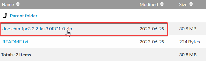 Download do ZIP de documentação