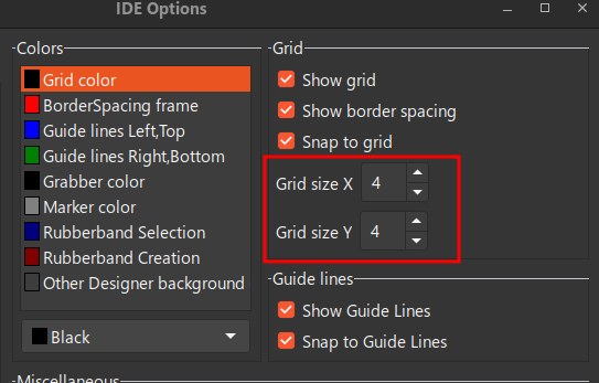 Ajuste de grade do formulário