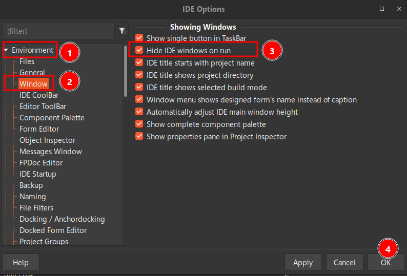 Opção de ocultar janelas ao rodar