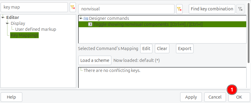 Atribuição do atalho Ctrl+H