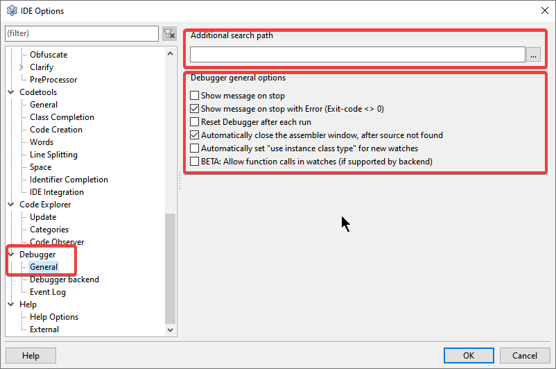 Configurando o caminho do executável GDB