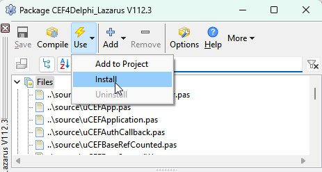 Instalação do Pacote no Lazarus