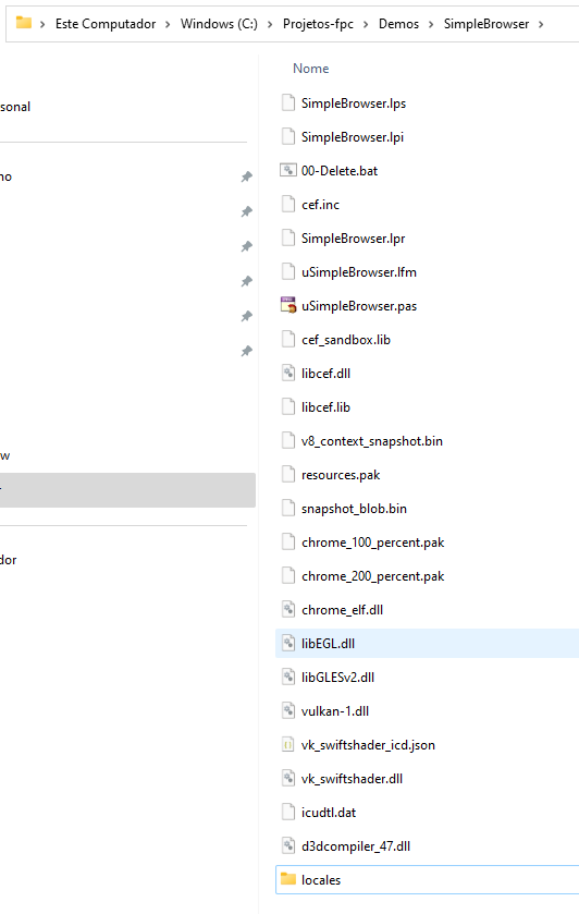 Estrutura final da pasta do projeto