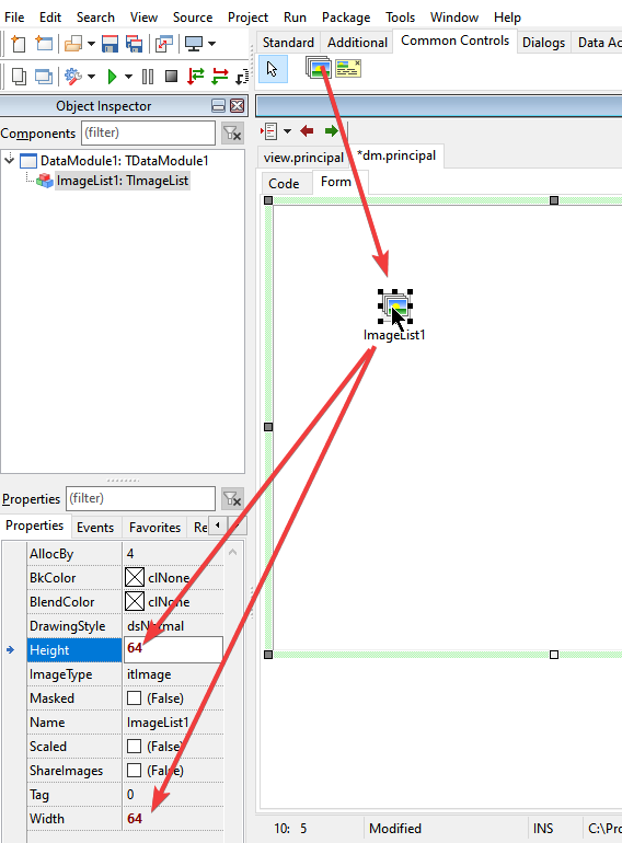 Configuração inicial do ImageList