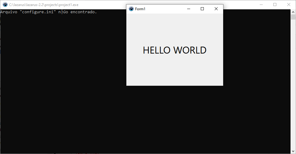 Terminal exibindo mensagens