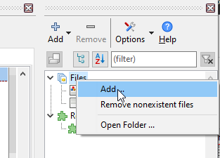 Adicionando arquivos no Project Inspector