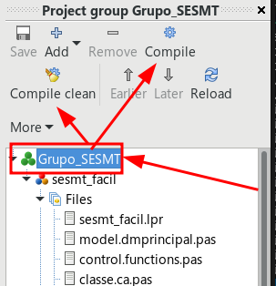 Opções de compilação em massa no Project Group
