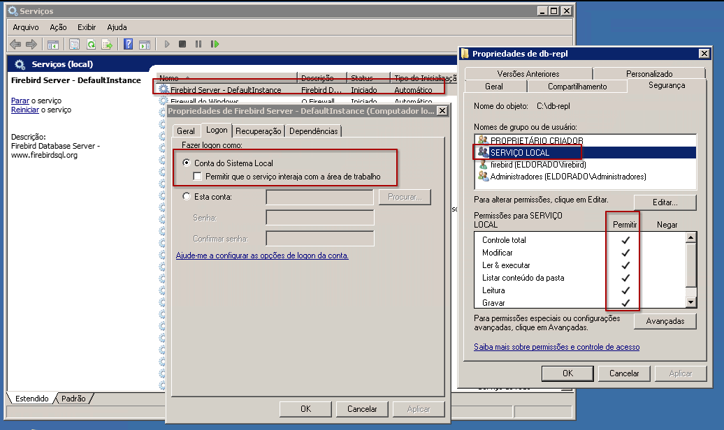 Configuração de Permissões no Windows