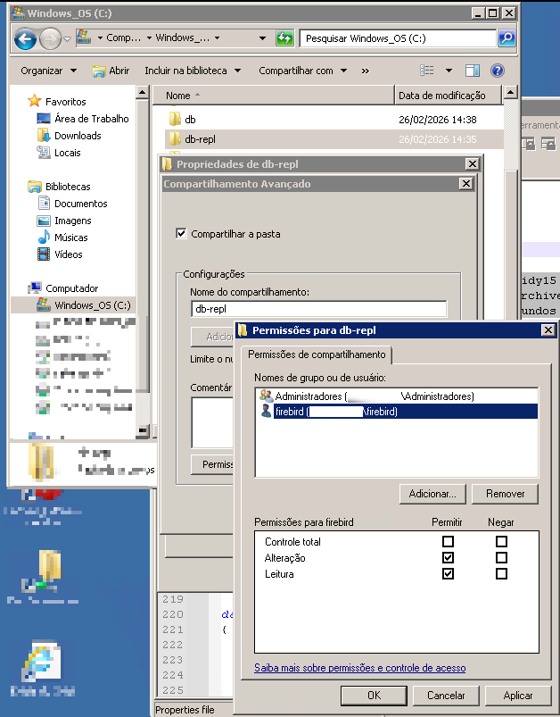 Configuração de Compartilhamento no Windows