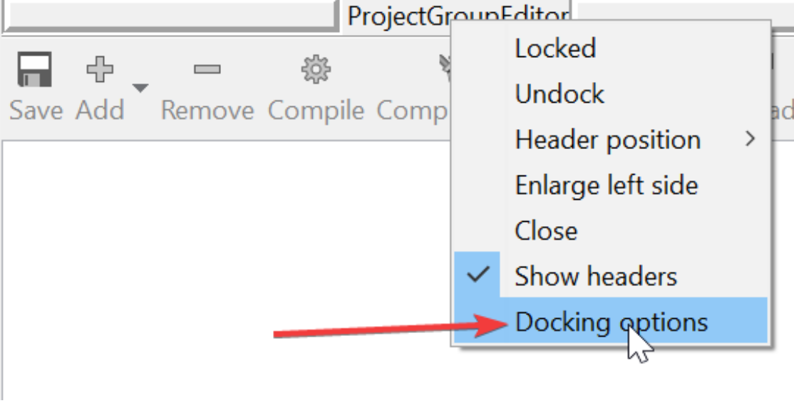 Docking options