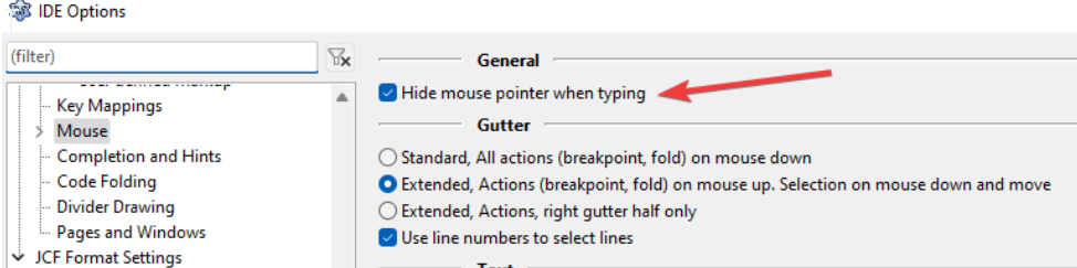 OCULTAR O MOUSE NO EDITOR ENQUANTO DIGITA